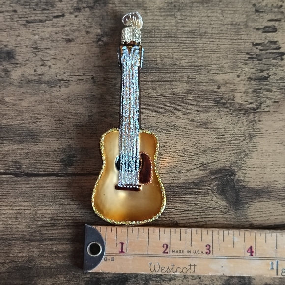 Old World Christmas Gold Guitar Ornament Glitter Music Instrument Ornament 38010 - Picture 11 of 17